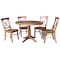 International Concepts Round 36 in Round Extension Dining Table with 4 Chairs, Distressed Oak, 36 in W, 48 in L, 30.1 in H K42-36RXT-27B-C613-4 - alternate 1